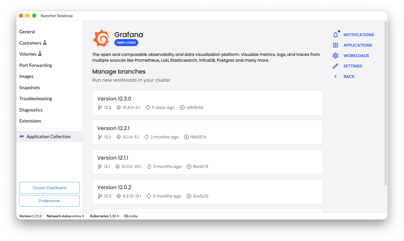 Grafana application details